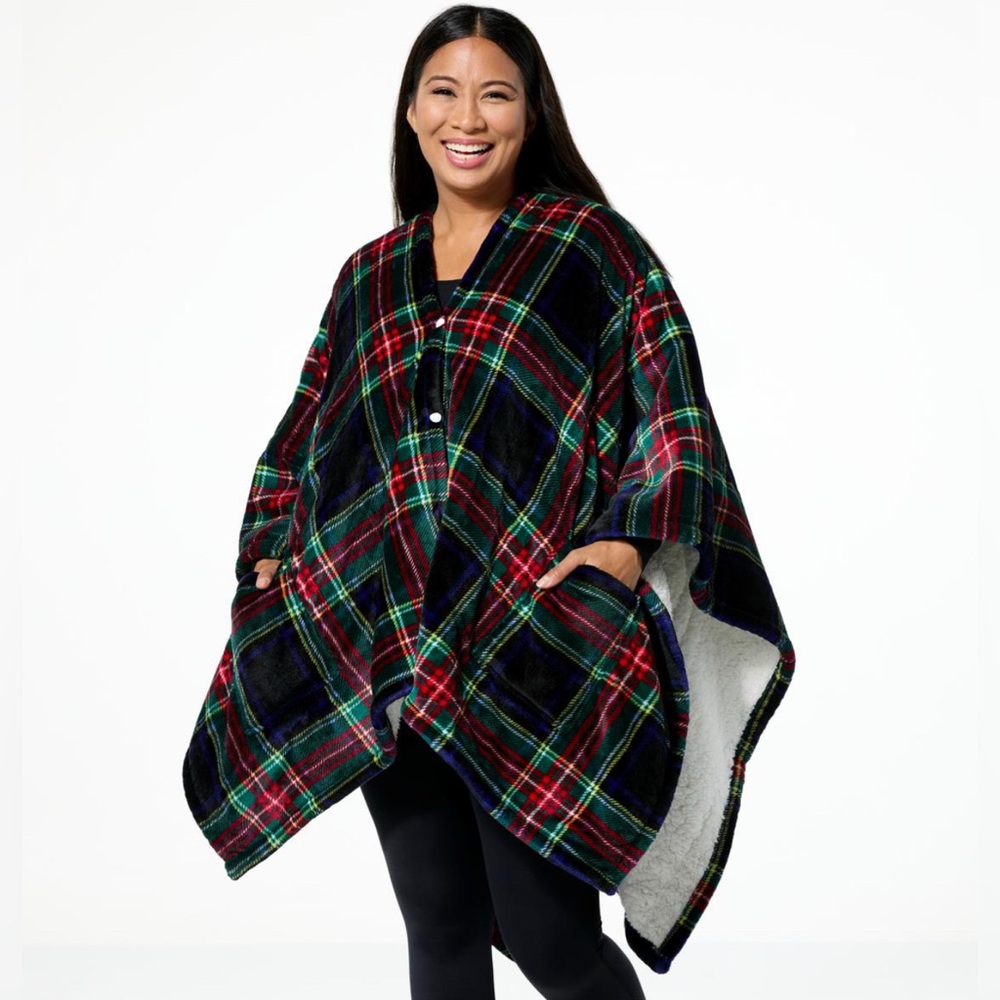 Warm & Cozy Heated Angel Wrap - plaid NWT